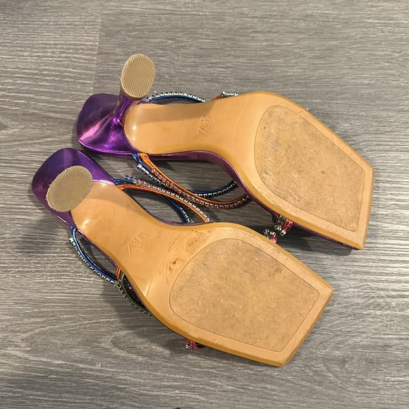 ZARA Rhinestone Strappy Sandals - Picture 11 of 12